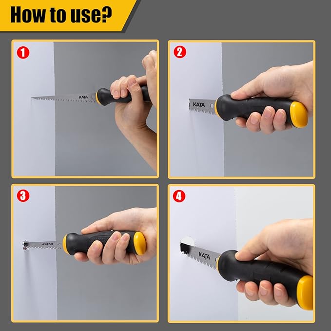 KATA Heavy Duty Hacksaw Frame Set, 12" Hack saw, 10" Mini Hacksaw and 6" Drywall Saw/Jab Saw, Extra 4pc Flexible Bi-Metal HSS Blades, Multi-purpose Handsaws Cutting for Metal, Wood, PVC Pipes