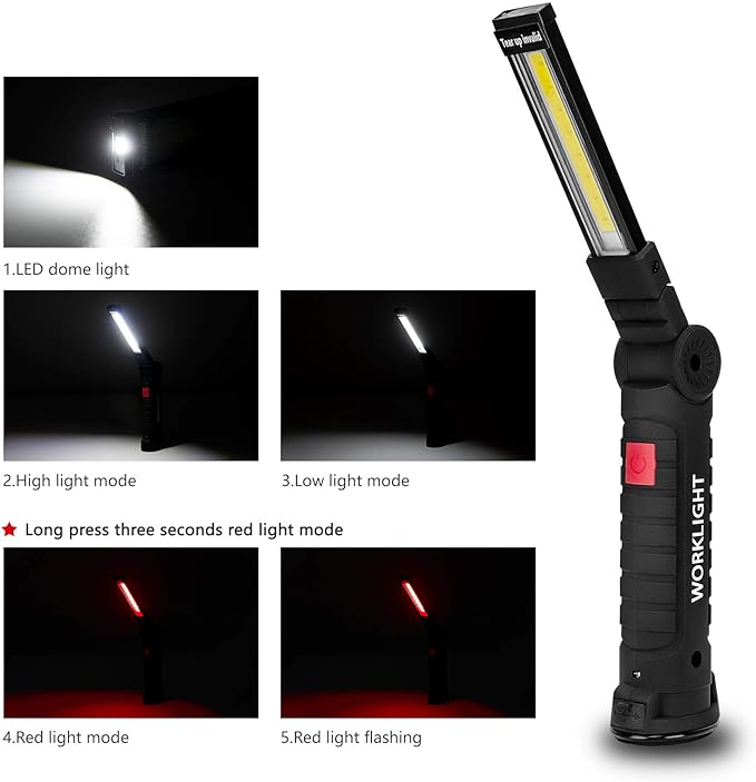 Tool Gifts for Men 2Pack Rechargeable LED Work Lights with Magnetic Base, 360째 Rotation,Versatile Lighting for Repairs, Outdoors,Christmas Gifts,Stocking Stuffers Mens Gifts