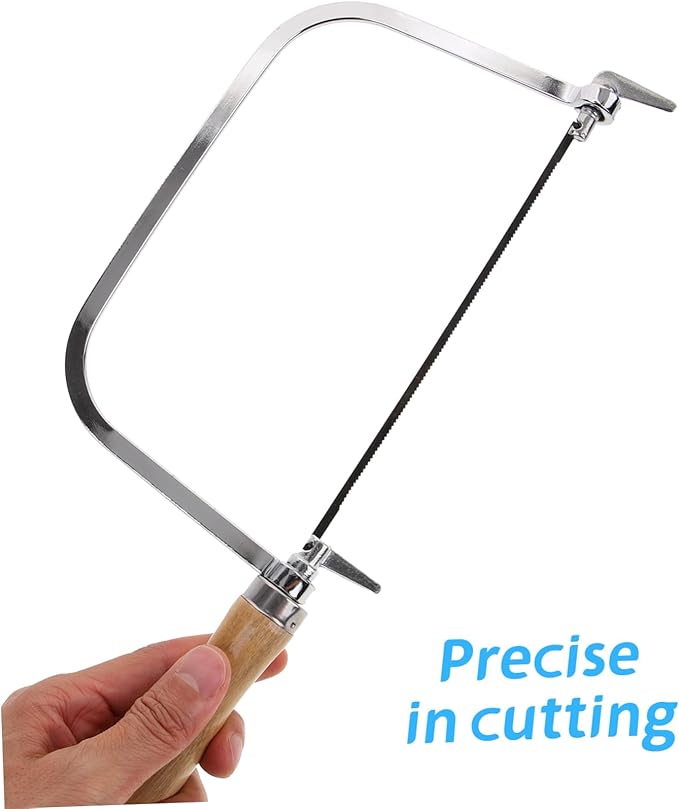 Uonlytech Wooden Handle Coping Saw with Replacement Blades Lightweight Hand Saw for Woodworking PVC and Light Metals Precise Cutting Tool for DIY and Craft Projects