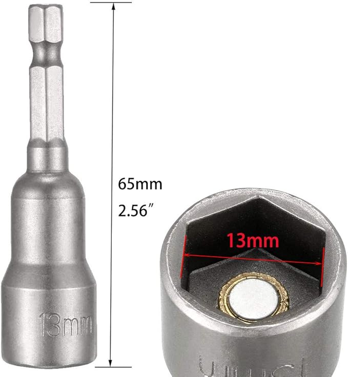 5pcs Power Screwdriver Nut Driver Bit Set Sizes 13mm 1/4??Hex Shank Impact Nuts Driver Drill Bits Metric Wrench Socket Bit