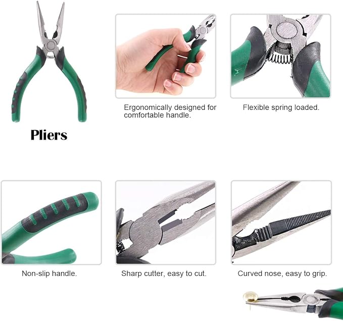 Hilitchi Tack Hammer Soft Mallet Upholstery Tools Staple Nails Decorative Tacks Lifter and Removal Pliers, Mallet with Two Replacement Heads (5Pcs Upholstery Nails Tool Kit)