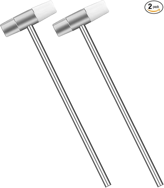 2pcs Dual Head Small Hammer for Fiddly Job, Plastic Head and Metal Head, 7 Inches Length, Smooth Grip, Jewelry Mallet, Mini Mallet for Watch, Tuning, Woodworking, Toys, Handcraft, Leather, Instruments