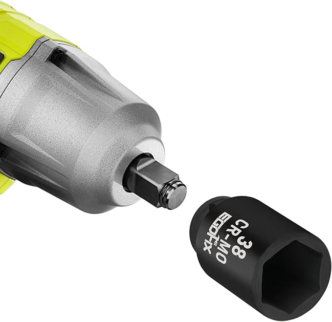 1/2" Drive Deep Impact Socket, 38mm Metric Socket, CR-MO 6 Point for Easy Removal of Axle Nut
