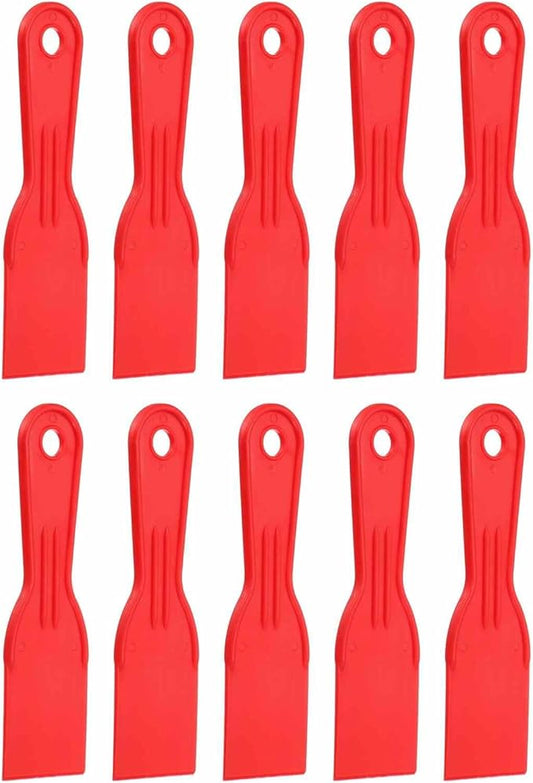 HARFINGTON 10pcs Putty Knife Scraper 2" Width Flexible Plastic Putty Knife Paint Scraper Tool for Taping Drywall Spreading Painting Wall Scratching Red