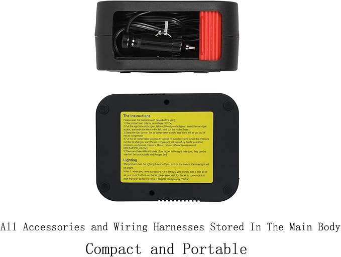 Portable Tire Inflator Air Compressor Pump Pressure with Digital Screen and LED Light Vent 竊똏reset tire pressure for Car Motorcycle Bike Ball DC 12V Fast Inflation