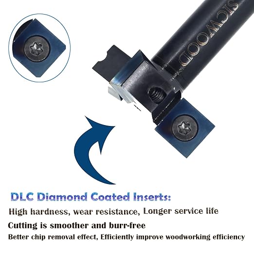 Spoilboard Surfacing Router Bit 1/2 Shank, 1-1/2??Cut Dia, with DLC Coated, 3-Flute, 12*12*1.5mm Blade, Slab Flattening Router Bit, Planing Bit, for CNC, Rabbeting Flycutter, Planer
