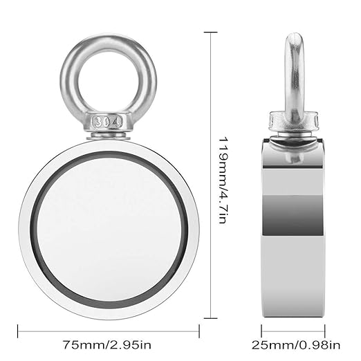 Grtard 1000LBS Magnet Fishing Kit with Case for Men's Gifts, Neodymium Fishing Magnets with Double-Sided Strong Magnets for Retrieving Items in River, Lake, Lawn(2.95Inch), Gifts for Men, Dad, Husband