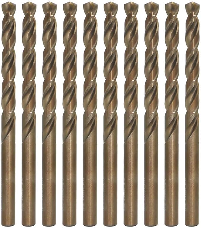 Metric Cobalt Drill Bits 6.5mm 10PCS, M35 high Speed Steel, high Hardness Straight Shank Drill, Mechanical or Hand Drill for Drilling, Suitable for Stainless Steel, Iron, Copper and Aluminum.