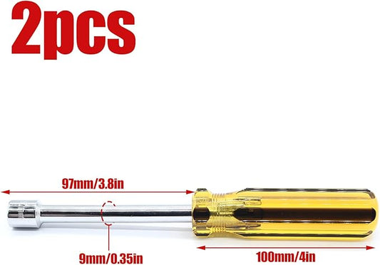 2Pcs 10mm Socket Wrench Screwdriver, Hexagon Nut Driver with Steel Cushion Grip for Easy Hand-Making and Repair Projects