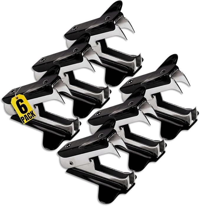Always23 Staple Remover 6 Pack, Jaw Style- Effortlessly Remove Staples with Precision - Ergonomic Staple Puller Tool - Office and School Essential