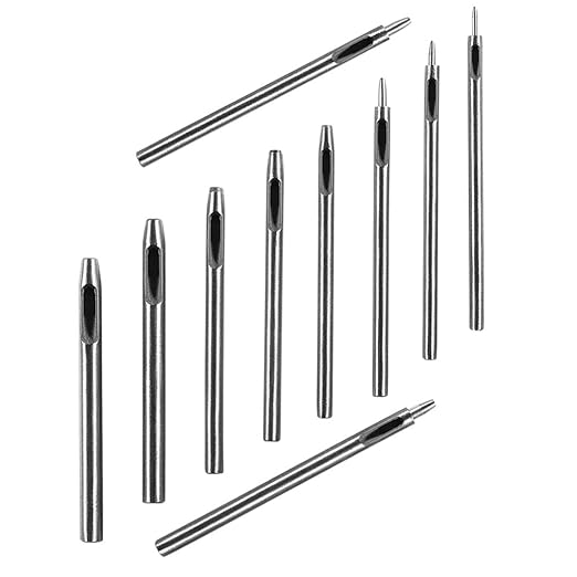 Steel Leather Punch Tool Kit, 10 Sizes (0.5-5.0mm) for Belt, Wallet, Bag, Crafting | Heavy-Duty Hole Puncher Set, Professional Leatherworking Tools for DIY & Repair