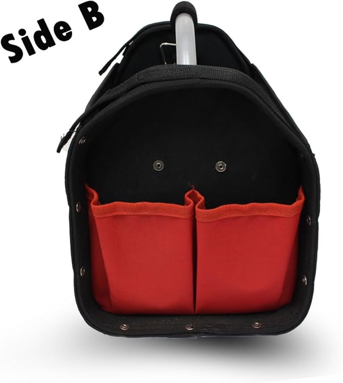 RAVEN 16" Red & Black Tool Carry-All | Premium Canvas with Multi-Pockets | Metal Handle & Rubber Feet | 16" x 7.5" x 10.25" | Best for Tools, Crafts & Supplies