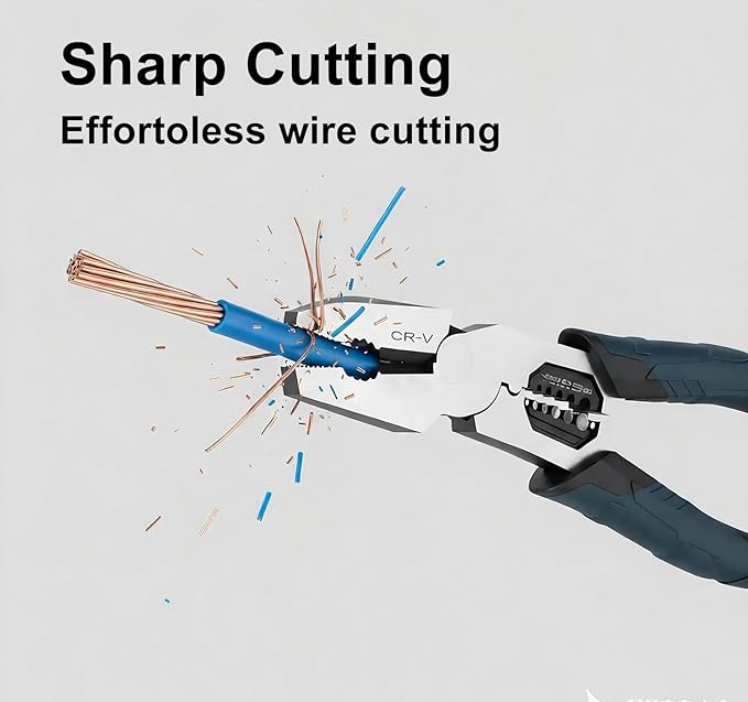 Industrial-Grade Multi-Function Cutting Pliers, 9-in-1 Heavy Duty Wire Cutter & Stripper with Crimper, Nail Puller, Compound Action Tool for Electricians & DIY (2)