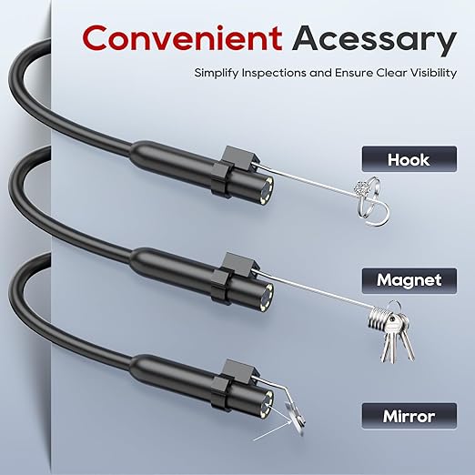 TOPDC Endoscope Camera with Light, 1920P HD Scope Camera, 8 LED Adjustable Inspection Borescope for Android and iOS, 16.4ft Semi-Rigid Snake Cable, IP67 Waterproof