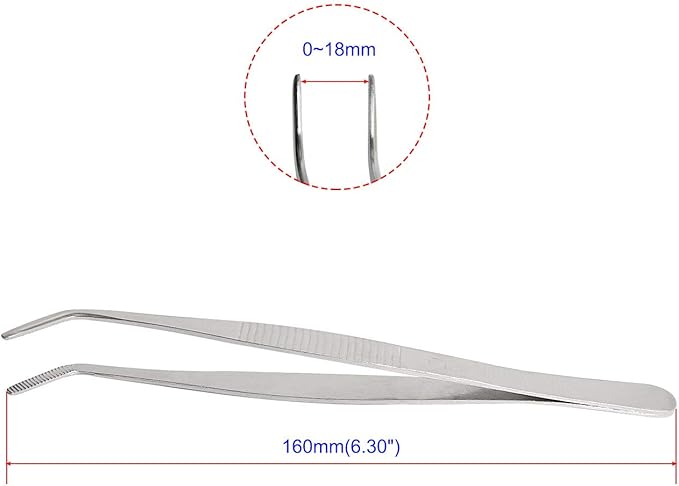 Aoje-Link Stainless Steel Tweezers with Curved Serrated Tip Sewing Machine Electronic Repair Tweezers Pliers Multi-Purpose Tweezers Tool Pliers Silver 2pcs