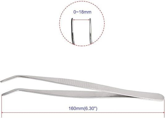 Aoje-Link Stainless Steel Tweezers with Curved Serrated Tip Sewing Machine Electronic Repair Tweezers Pliers Multi-Purpose Tweezers Tool Pliers Silver 4pcs