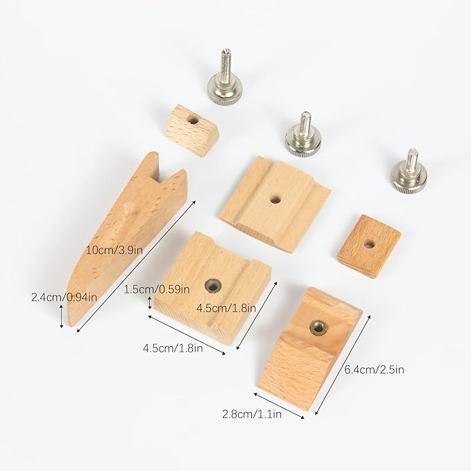 3Pcs Wooden Sandpaper Block Set, Square Bevel Wedge Hand Sanding Block, Handmade Leather Edge Grinding Polishing Tool for DIY Leather Craft Accessories