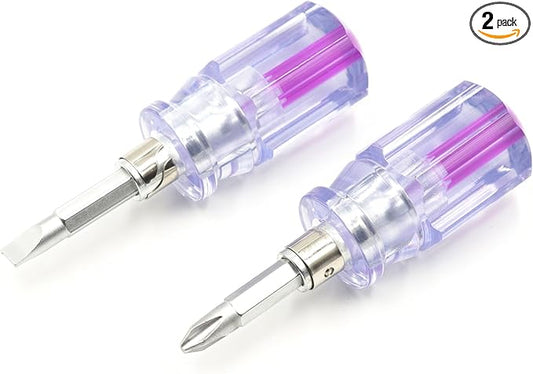 Stubby Screwdriver Short Screwdriver With Phillips Head and Flat Head, Small Magnetic Screwdrivers for DIY Repairing,2 Piece Set