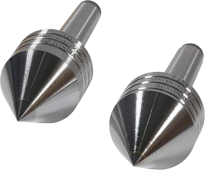 Wood Lathe Carbide Tipped Live Center, 2MT Morse Taper Shank, 8mm Carbide Tip with 60 Degree Point