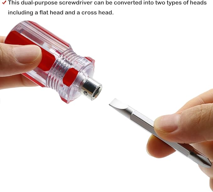 Stubby Magnetic Screwdriver With Phillips Head and Flat Head,Small Pocket Screwdriver for DIY Repairing,2 Piece Set