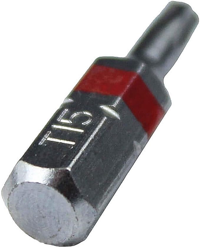 T15 x 1" Color-Coded Torx/Star Driver Bit - Precision Fit for T-15 Screws and Fasteners, 5-Pack