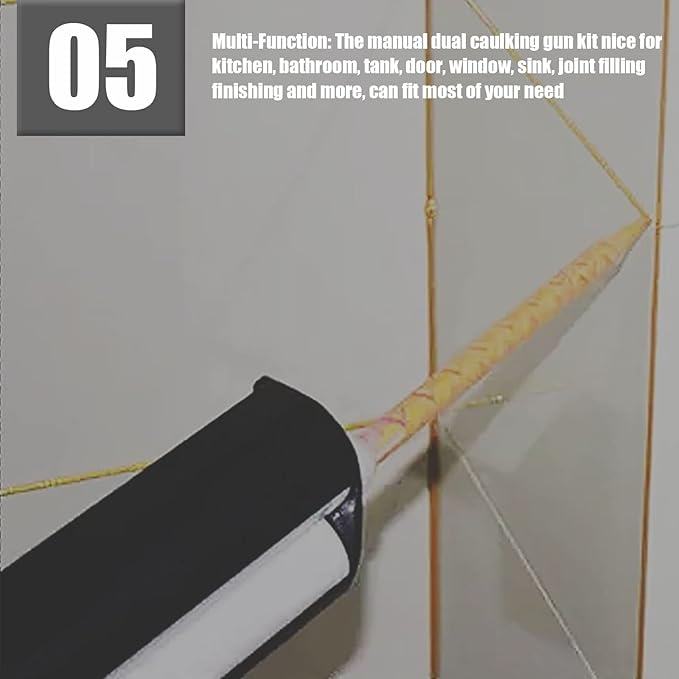 Dual Epoxy Gun for 200 mL / 6.76 fl oz, Double Cartridge Caulking Gun, Hand Manual Black Panel Bond Adhesive Caulk Gun (2:1 Mix Ratio)