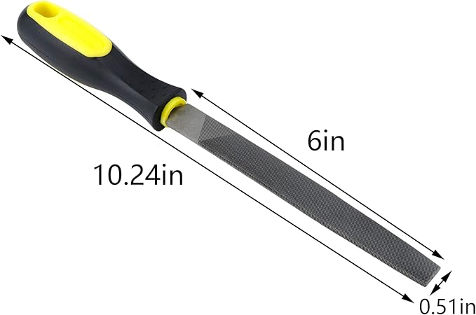 6inch Length Flat File, High Carbon Steel Hand File with Ergonomic Handle for Removing, Refining, Shaping and Scraping Projects