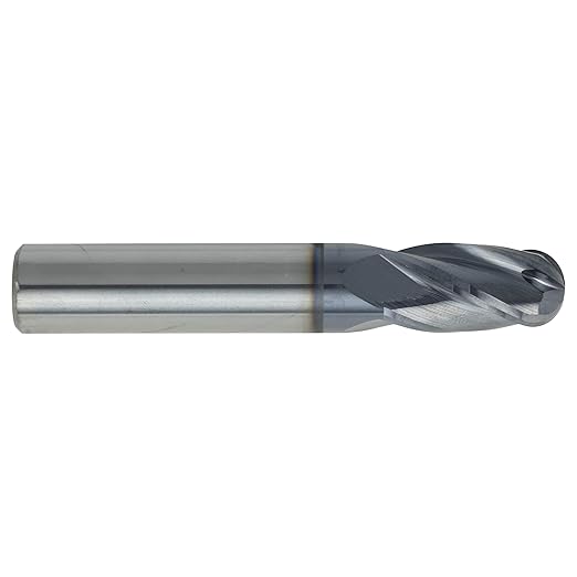 CME 5 pcs Micrograin Carbide End Mills, Ball Nose, TiAlN Coated, 1/2" Mill Diameter, 1" Length of Cut, 3" Overall Length, 4 Flute, Center Cutting