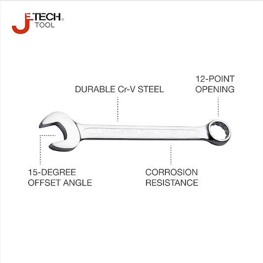 Jetech 1-1/4 Inch Combination Wrench - Industrial Grade Spanner with 12-Point Design, 15-Degree Offset, Made with Durable Chrome Vanadium Steel in Sand Blasted Finish, Forged, Heat-Treated, SAE