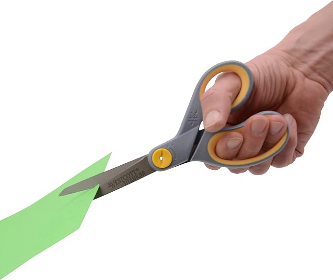 Westcott 8??Titanium Bonded Scissors with Adjustable Glide and Soft Handle, 2-Pack- Durable Multipurpose Scissors for Office, Home, and School Use, Sharp Precision Blades for Everyday Cutting