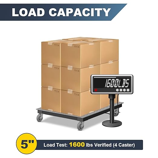 5" x 2" Thermoplastic Rubber Wheels (Crown Tread)- Set of 4 Heavy Duty Casters- 1600 LB Capacity- No Noise Plate Caster for Furniture Platform Trucks Workbench (2 Brake & 2 Rigid)