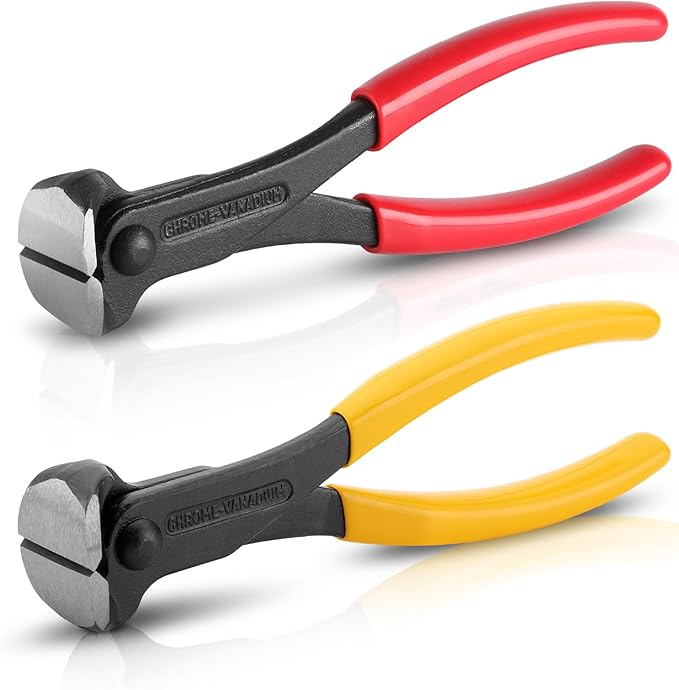 Bates- Nail Puller, 7 Inch, 2 Pack, Yellow and Red, Nail Remover Tool, Cutting Pliers, Carpenter Tools, Staple Puller, End Cutting Pliers