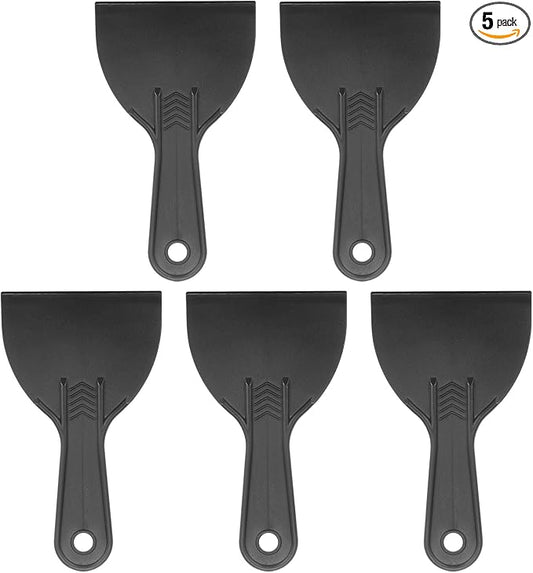 HARFINGTON 5pcs Putty Scraper 4" Width 6mm Thin Flexible Plastic Putty Knives for Taping Drywall Spreading Painting Wall Scratching