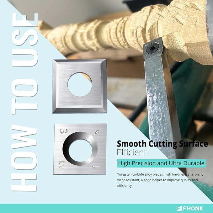 14mm Square Straight Carbide Cutters, for Woodturning Replacement Cutter Knives, Fits Spiral, Helical Planer Cutter, Wood Lathe Turning Tool, 10-Piece (14x14x2.0-30째)