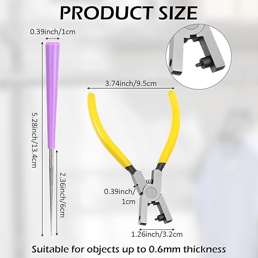 2PCS 2mm Leather Hole Punch Tool Watch Band Punches Plier, Hand Held Belt & Shoe Strap Puncher Tool, Handheld Wrist Belts Leather Hole Maker for DIY Craft & Fabric
