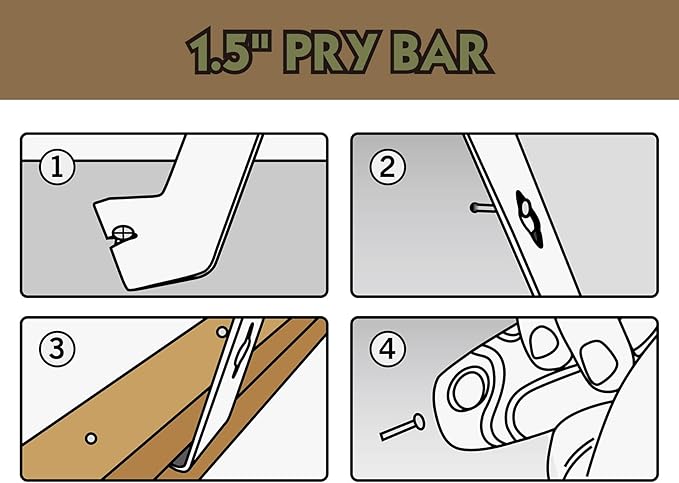 ROLLINGDOG 5 PC Drywall Repair Knife Set - Include Putty Knife Needed for Drywall Work (1.5" Stiff Blade Scraper, 1.5" Pry Bar, 14-1 Mutil Painter's tool,3" and 6" Flexible Putty Knife)
