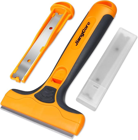 Wide Razor Blade Scraper Tool ??4" Scraper Tool with 15 Extra Replacement SK5 Blades,Glass Cleaner for Stove Tops, Windows, Paint Removal and Adhesive Residues