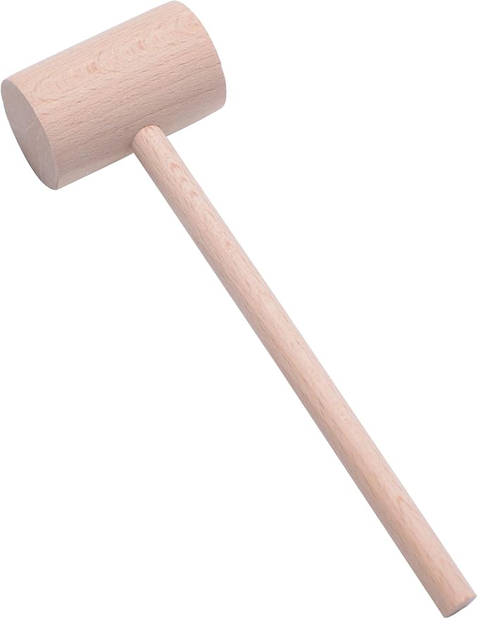 4 Pcs Wooden Crab Lobster Mallets Seafood Hammers, Solid Natural Beechwood