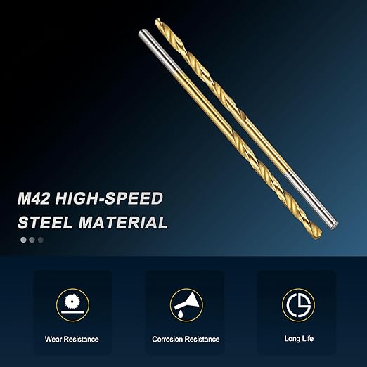 PATIKIL 2mm Drill Bit, M42 8% Cobalt High-Speed Steel Jobber Straight Shank 135° Titanium Nitride (TiN) Coated for Hard Metal Stainless Steel - 6 Pack