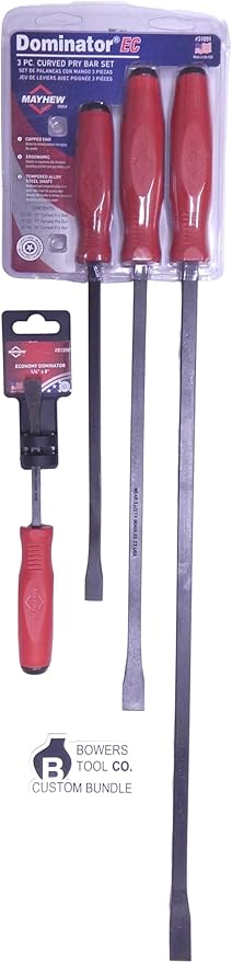 Mayhew Dominator Curved Pry Bar Set, 4pc 24"-8" w Strike Cap Made in USA Dominator EC