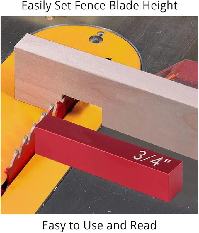 15-Piece Imperial Aluminum Gauge Block Set for Woodworking, Red, 1/16" to 1-31/32" Range, Precision Calibration with Laser Etched Font, Includes Storage Case