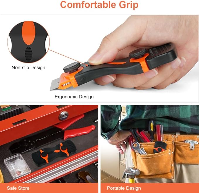 Ainiv 2 Pack Razor Blade Scraper, 2-in-1 Scraper Tool with 20PCS Metal Blades and 20PCS Plastic Blades, Multi-funtional Cleaning Razor Scraper for Stickers, Labels, Caulk, Adhesive, Paint Removal