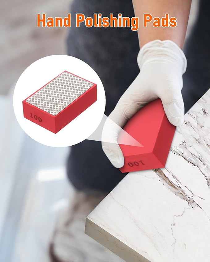 6 Pack Diamond Hand Polishing Pads, Diamond Sanding Pads with Foam Backing 60/100/200/400/600/1000 Grit, Sanding Block for Glass Wood Ceramic Marble Metal Tile Tools.