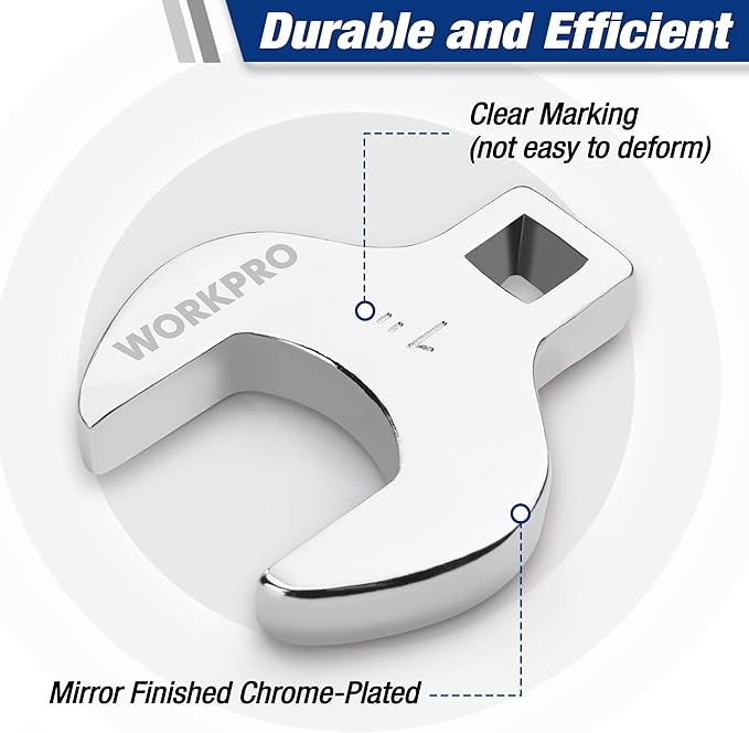 WORKPRO 3/8" Drive Crowfoot Wrench Set, 10-Piece SAE Crowfoot Wrench with Clip-on Organizer, 3/8??1?? Great for Automotive Repair Work Hard-To-Reach Areas