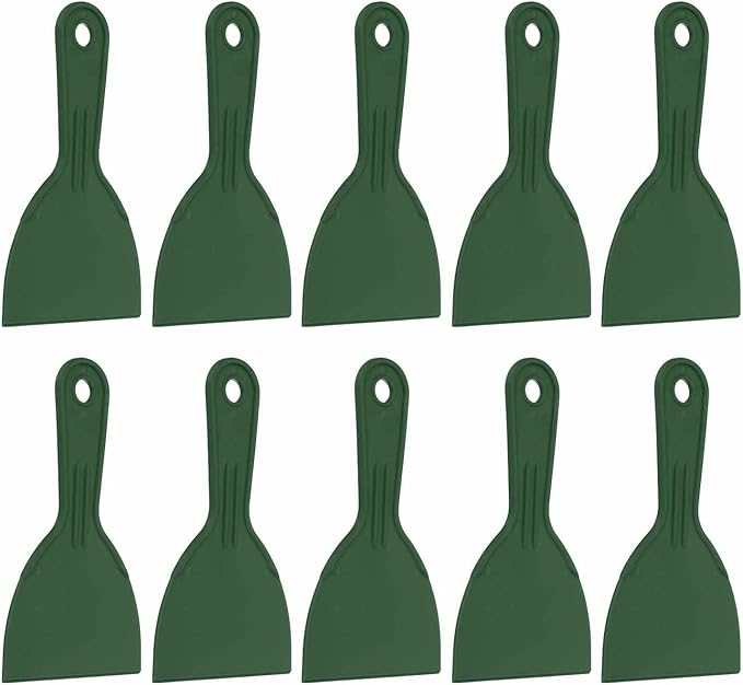 HARFINGTON 10pcs Putty Knife Scraper 4" Width Flexible Plastic Putty Knife Paint Scraper Tool for Taping Drywall Spreading Painting Wall Scratching Dark Green