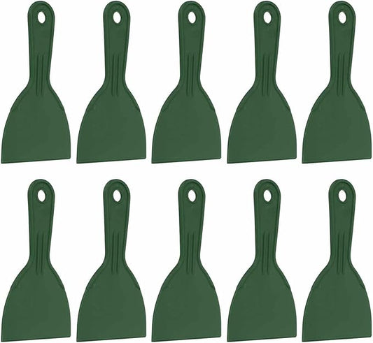 HARFINGTON 10pcs Putty Knife Scraper 4" Width Flexible Plastic Putty Knife Paint Scraper Tool for Taping Drywall Spreading Painting Wall Scratching Dark Green