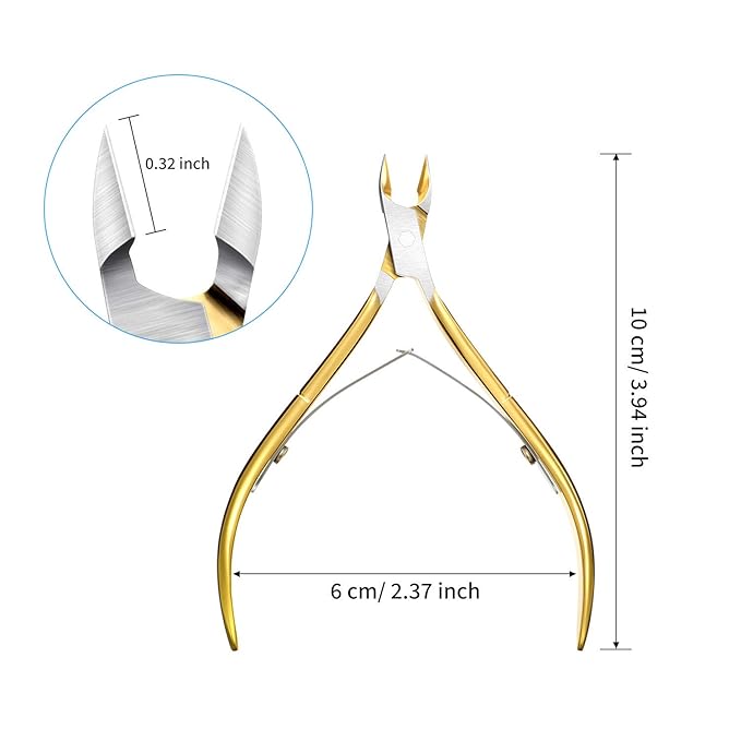 Mudder 3 Packs Cuticle Nippers Cutter Tool Stainless Steel Nail Cuticle Trimmer Remover with Pointed Blade Scissors Pedicure Manicure Tool for Fingernails Nails Care and Toenails(Gold)