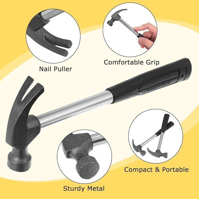 IMIKEYA 5pcs Mini Claw Hammer Seamless Nail Hammer for Outdoor Household Maintenance and Repairs Lightweight Comfortable Handle Random Colors Orange Black