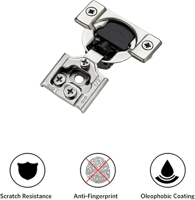 Ravinte 40 Pack 20 Pair 1/2 inch Overlay Cabinet Hinges Kitchen Soft Close Cabinet Hinges Hidden Door Hinge for Kitchen Cabinet Hinges Stainless Steel Adjustable Hinges Satin Nickel Cabinet Hardware