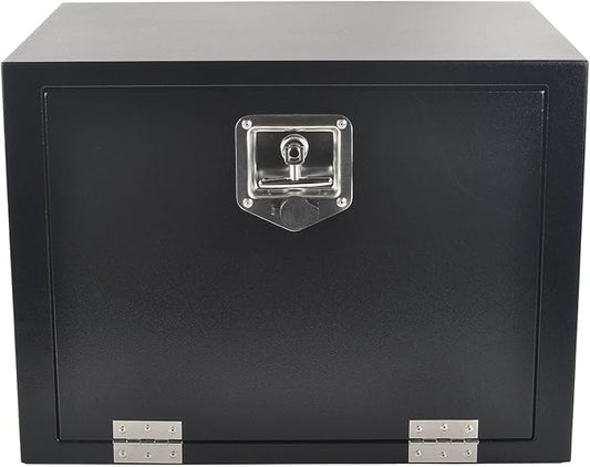 24 Inch Steel Tool Box with T-Handle Latch, Underbody Storage Truck Bed Organizer Toolbox for Trailer Pickup RV, Job Tool Chest, 24 X 18 X 18 Inch, Black